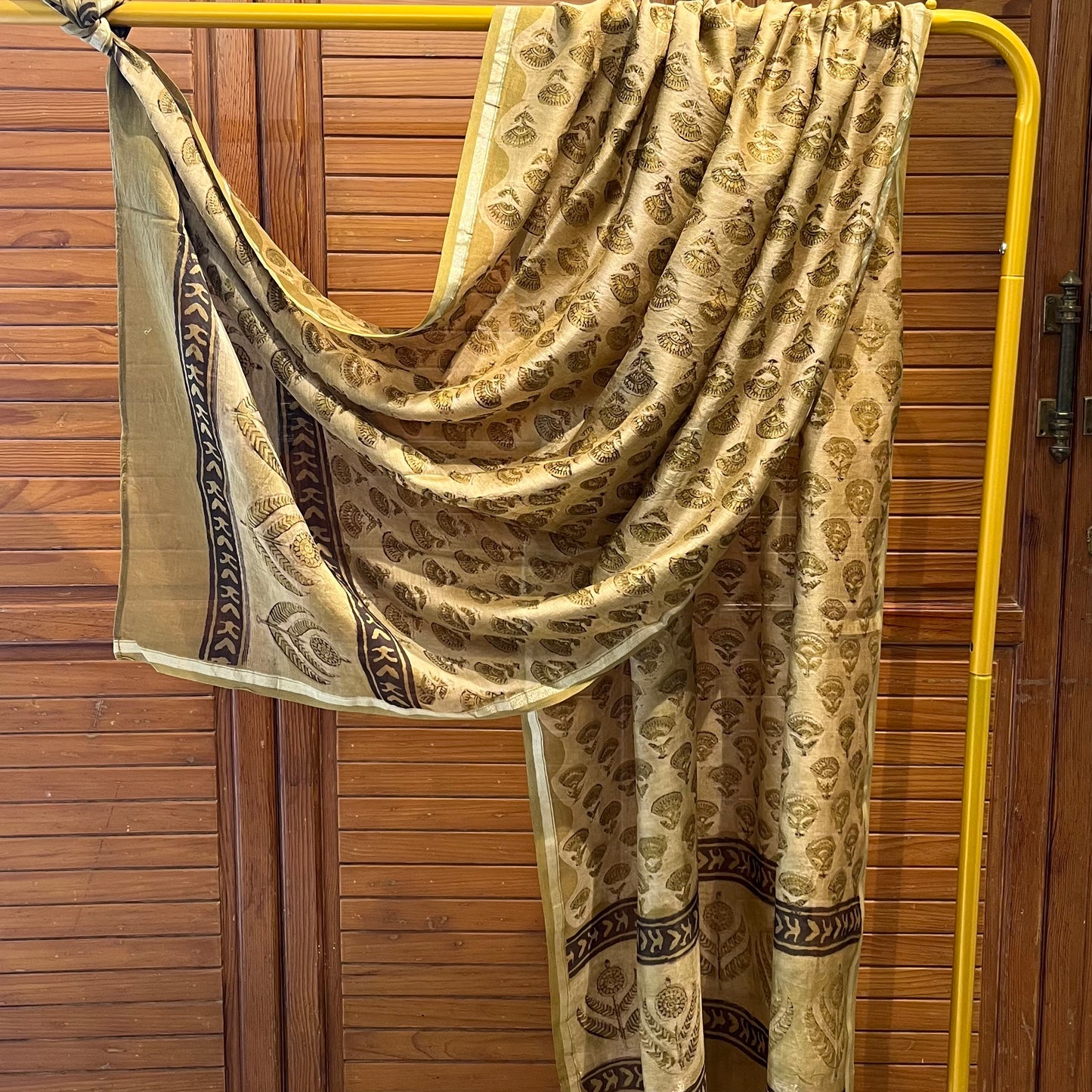 Chanderi Handblock Printed - Dupatta_Yellow Green