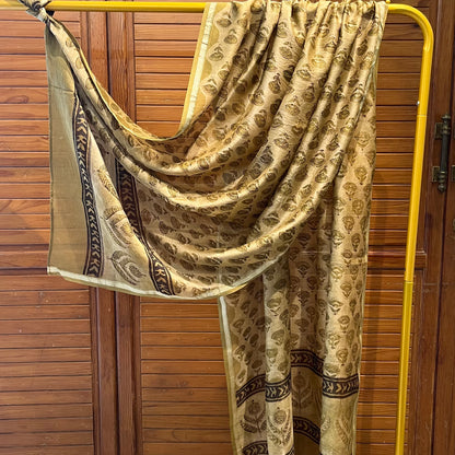 Chanderi Handblock Printed - Dupatta_Yellow Green