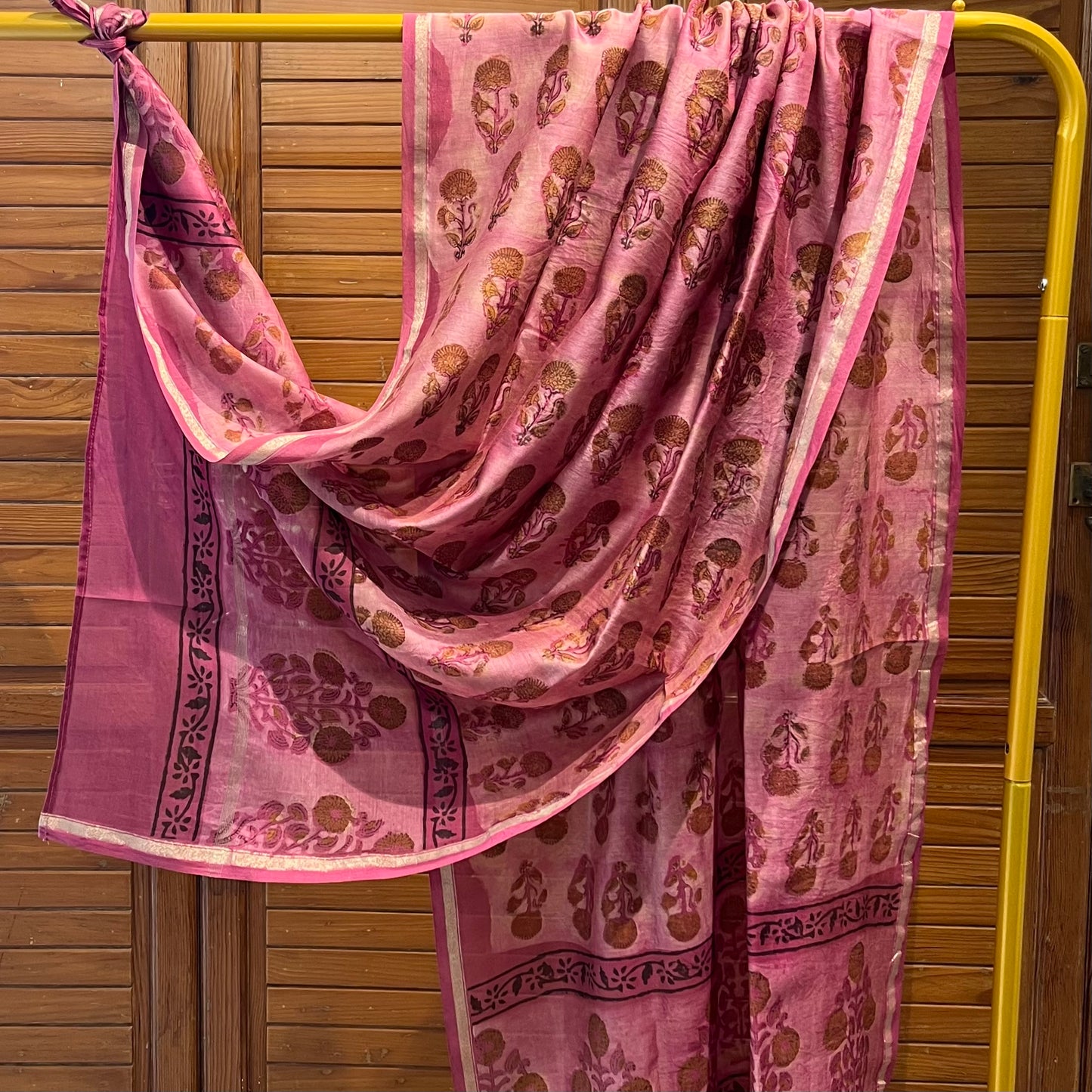 Chanderi Handblock Printed - Pink