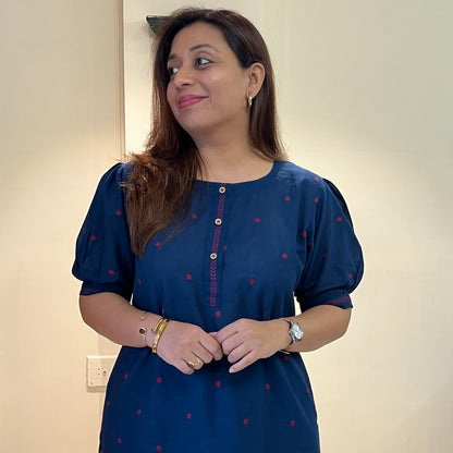 Kapaas Hondloom Cotton Kurta Set_Blue