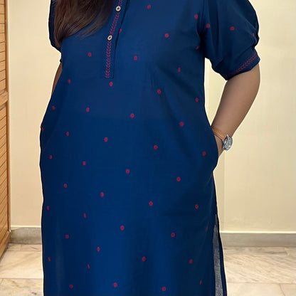 Kapaas Hondloom Cotton Kurta Set_Blue