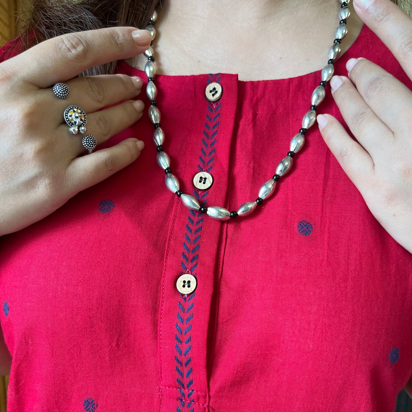 Kapaas Hondloom Cotton Kurta Set_Red