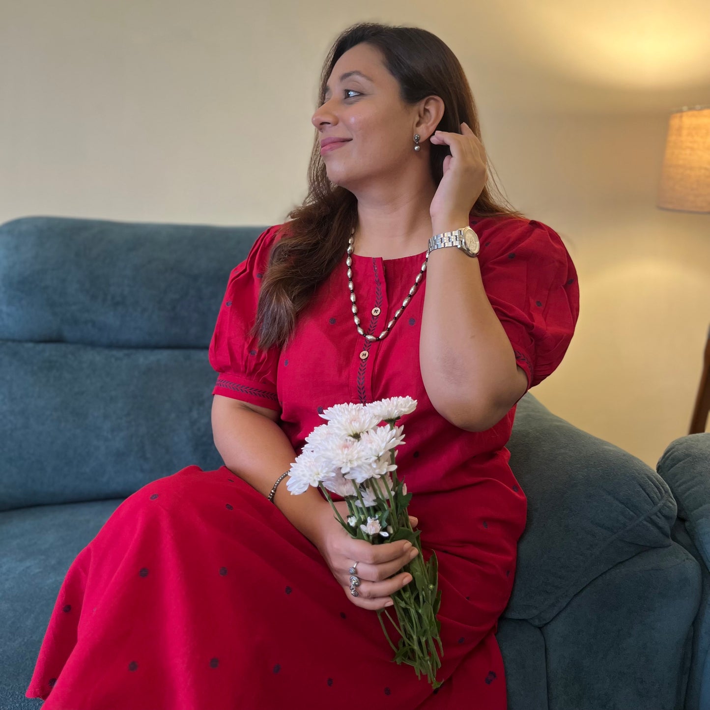 Kapaas Hondloom Cotton Kurta Set_Red