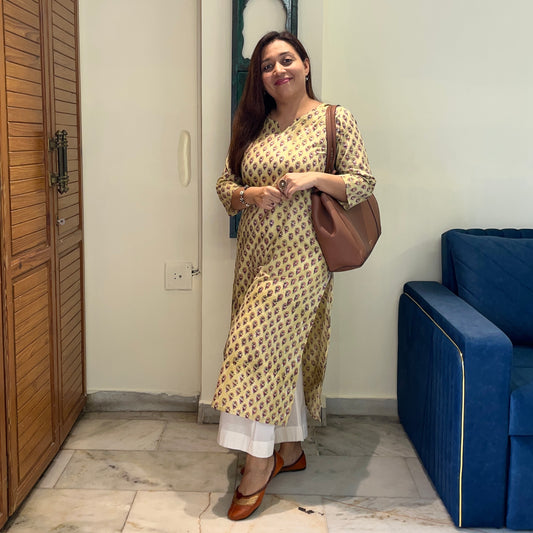 Saadgi 2.0 - Handblock Printed Everyday Kurtas - Yellow