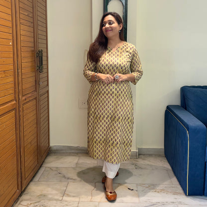 Saadgi 2.0 - Handblock Printed Everyday Kurtas - Yellow
