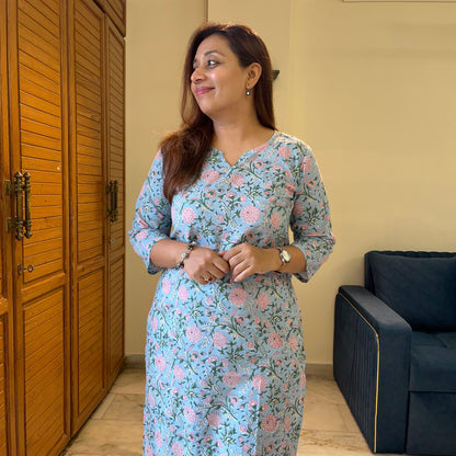 Saadgi 2.0 - Handblock Printed Everyday Kurtas - Blue