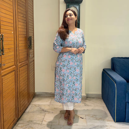 Saadgi 2.0 - Handblock Printed Everyday Kurtas - Blue