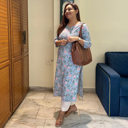 Saadgi 2.0 - Handblock Printed Everyday Kurtas - Blue