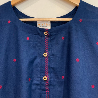 Kapaas Hondloom Cotton Kurta Set_Blue