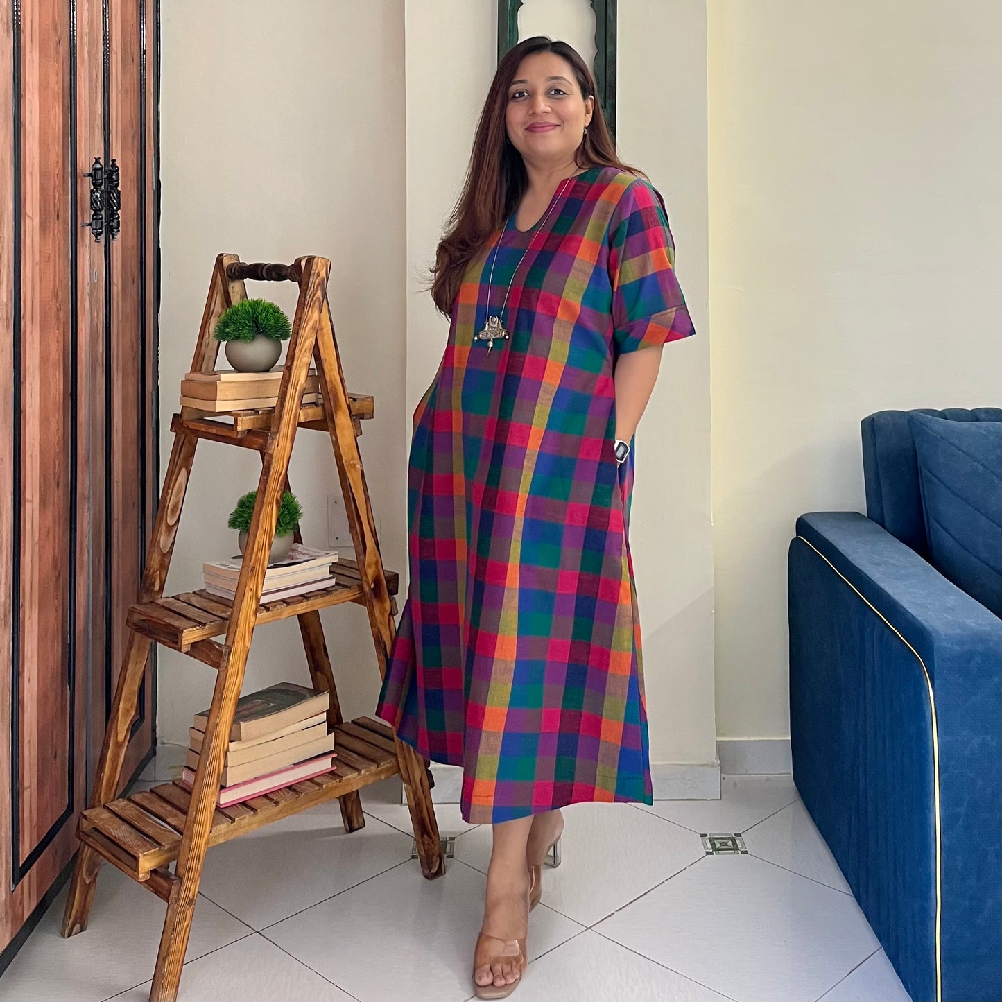 Small Madras Checks Handloom Cotton Kurta/Dress