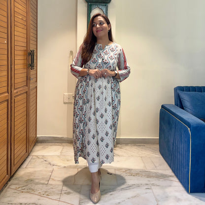 Ruh- Handblock Printed Everyday Kurta - Ivory