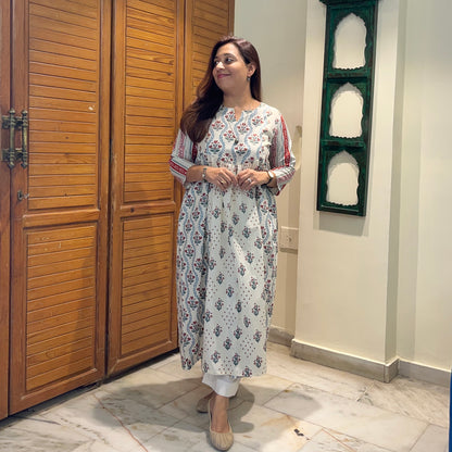 Ruh- Handblock Printed Everyday Kurta - Ivory