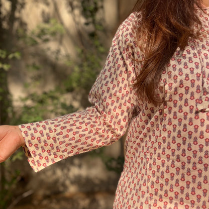 Hand Block Printed Hoodie - Off White