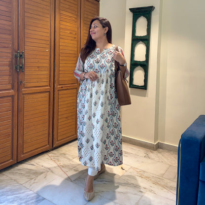 Ruh- Handblock Printed Everyday Kurta - Ivory