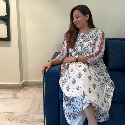 Ruh- Handblock Printed Everyday Kurta - Ivory