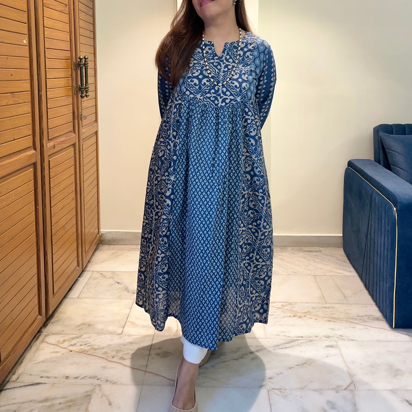 Ruh- Handblock Printed Everyday Kurta - Blue
