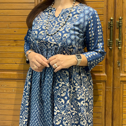 Ruh- Handblock Printed Everyday Kurta - Blue