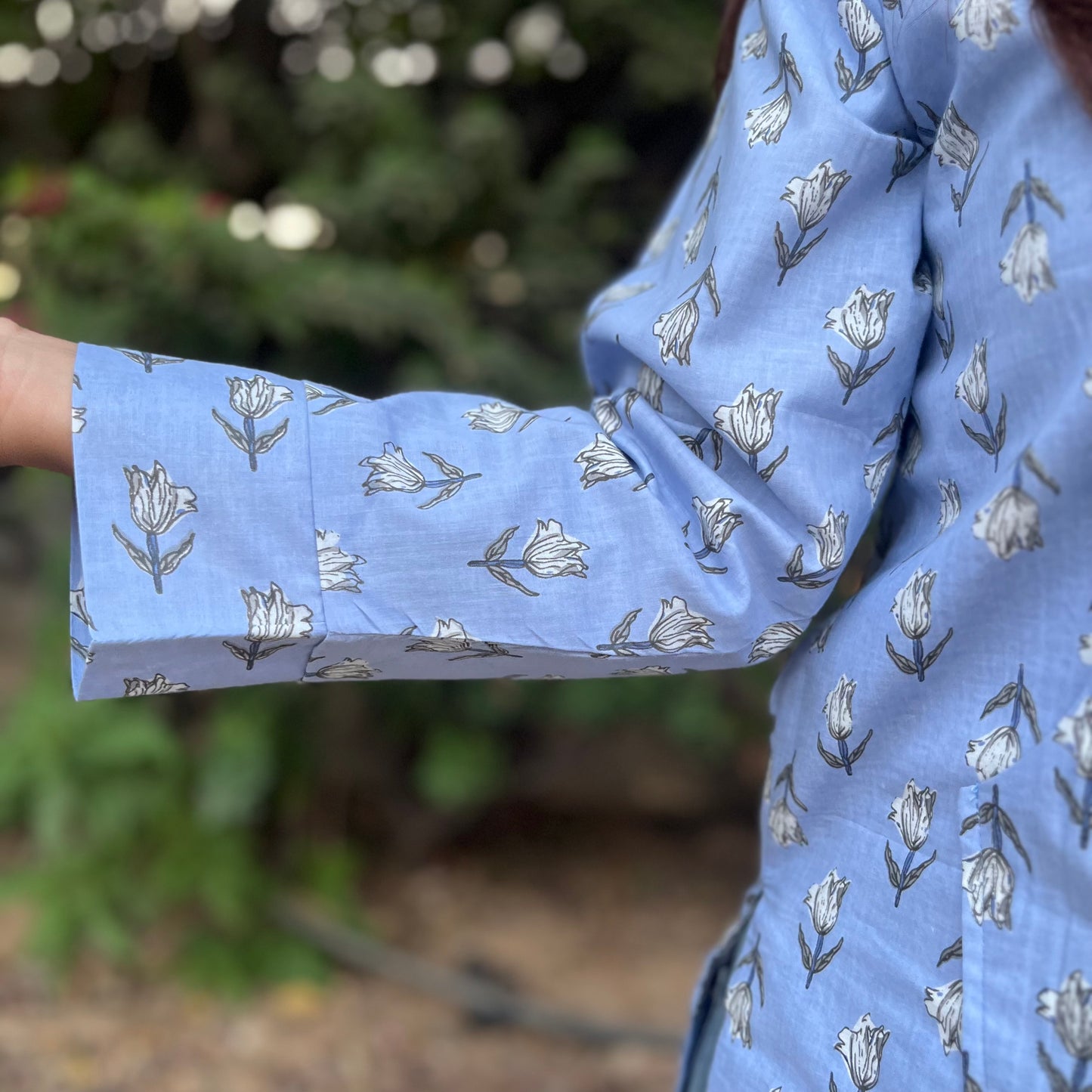 Hand Block Printed Hoodie - Light Purple