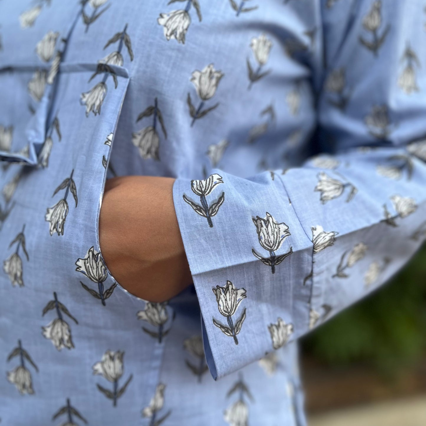 Hand Block Printed Hoodie - Light Purple