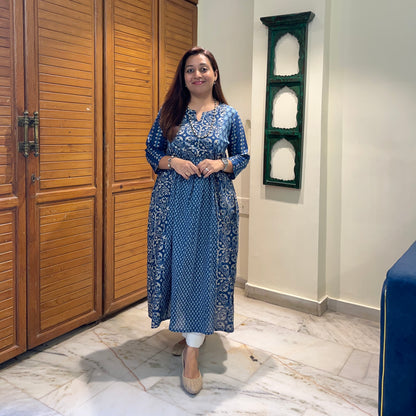 Ruh- Handblock Printed Everyday Kurta - Blue