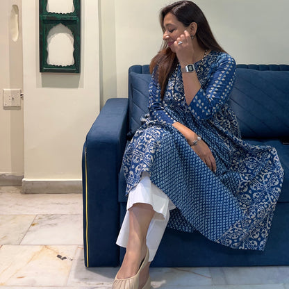 Ruh- Handblock Printed Everyday Kurta - Blue