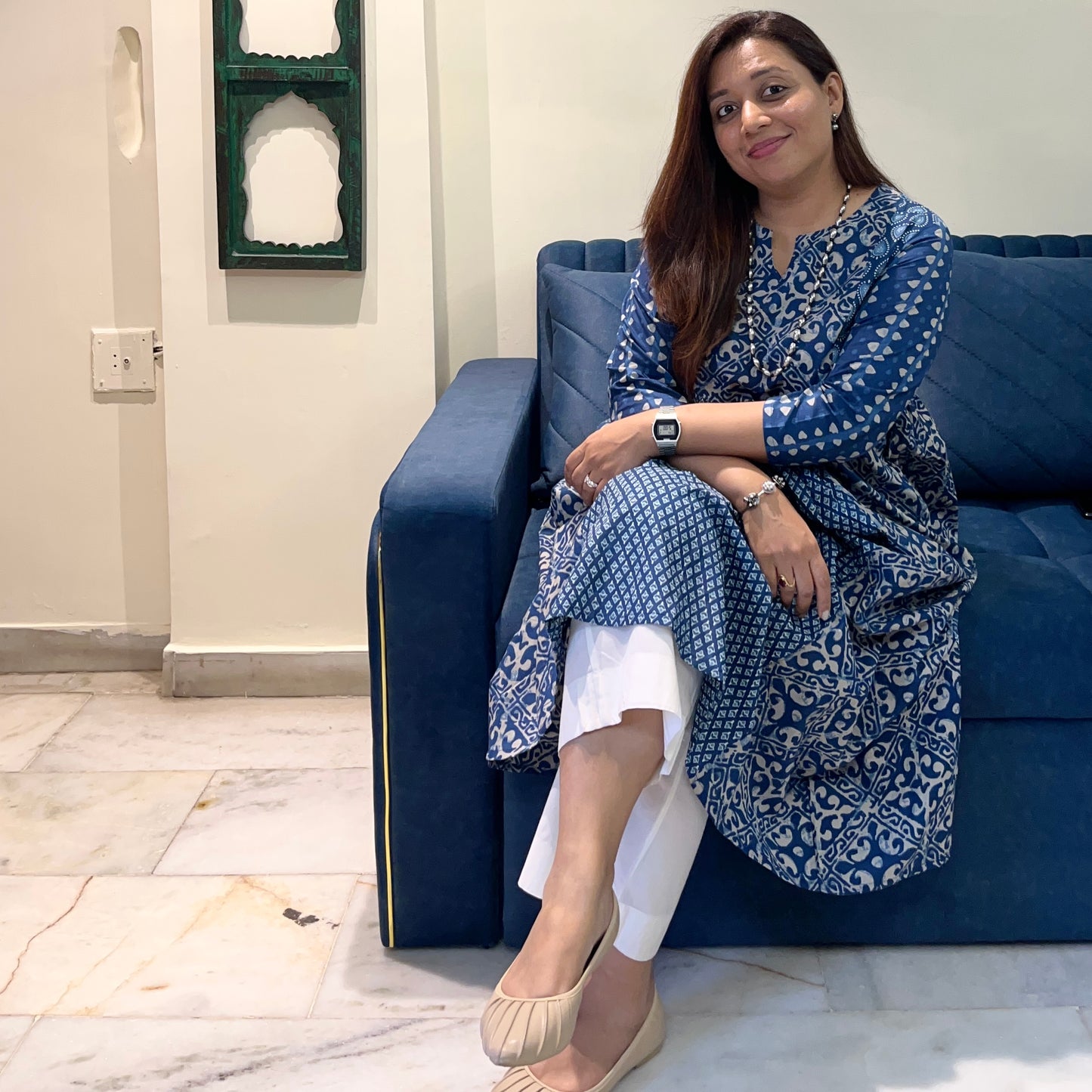 Ruh- Handblock Printed Everyday Kurta - Blue