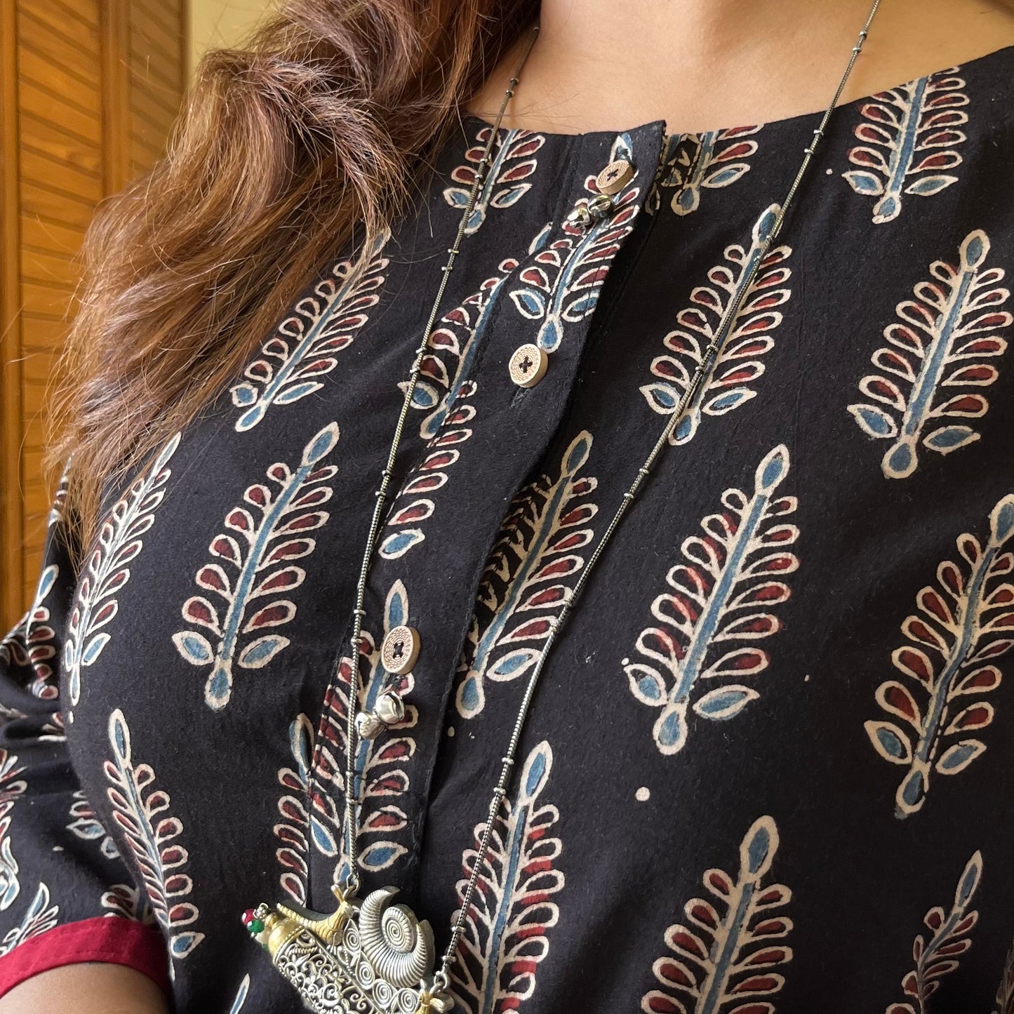 Ajrakh Handblock Printed Kurta_Black