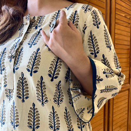 Ajrakh Handblock Printed Kurta_Off-White