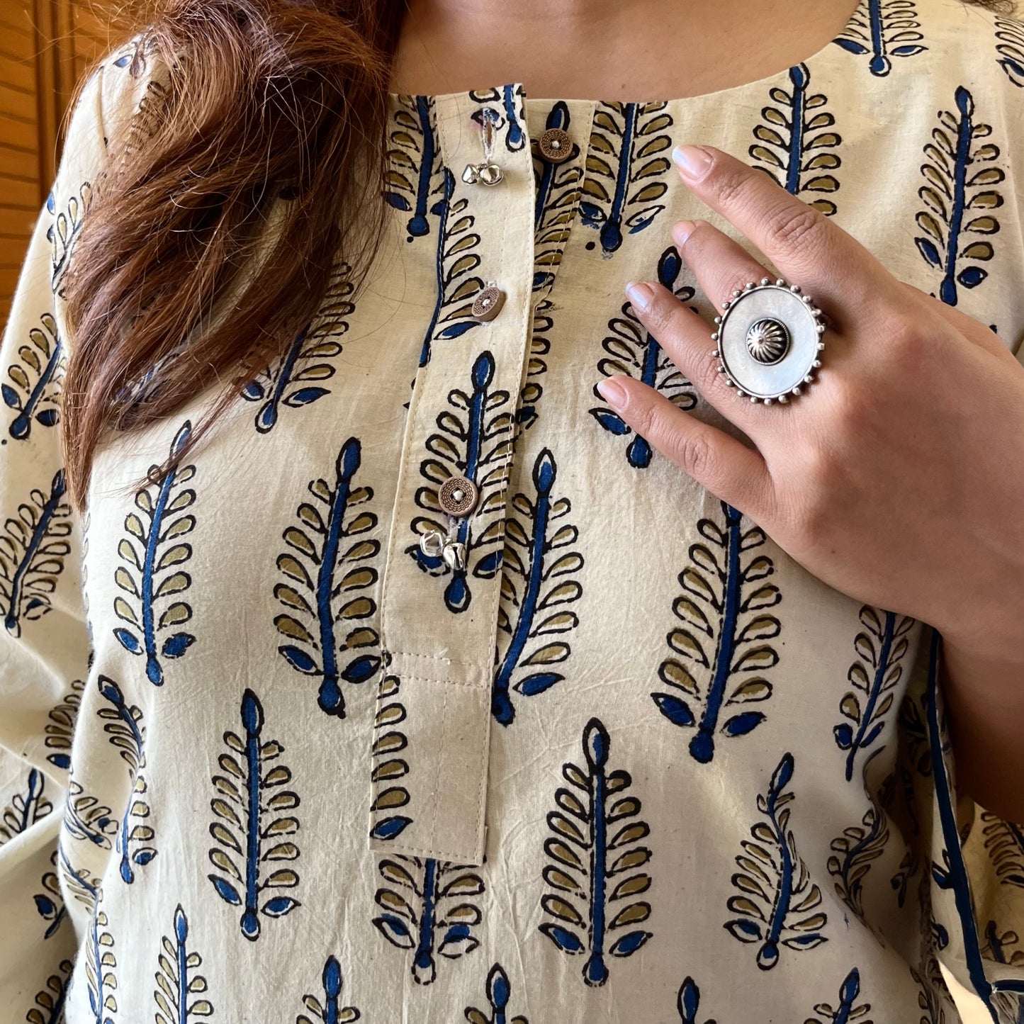 Ajrakh Handblock Printed Kurta_Off-White