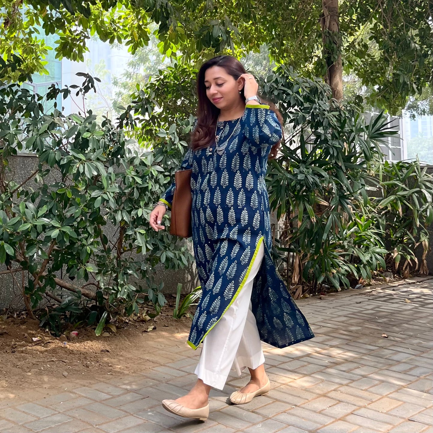 Ajrakh Handblock Printed Kurta_Indigo Blue