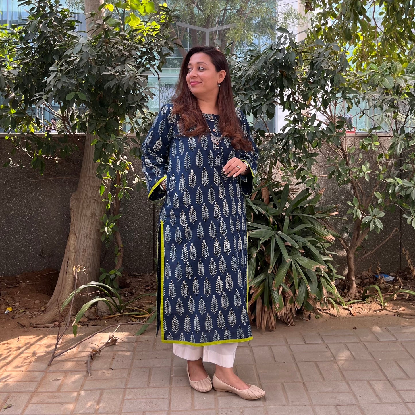 Ajrakh Handblock Printed Kurta_Indigo Blue