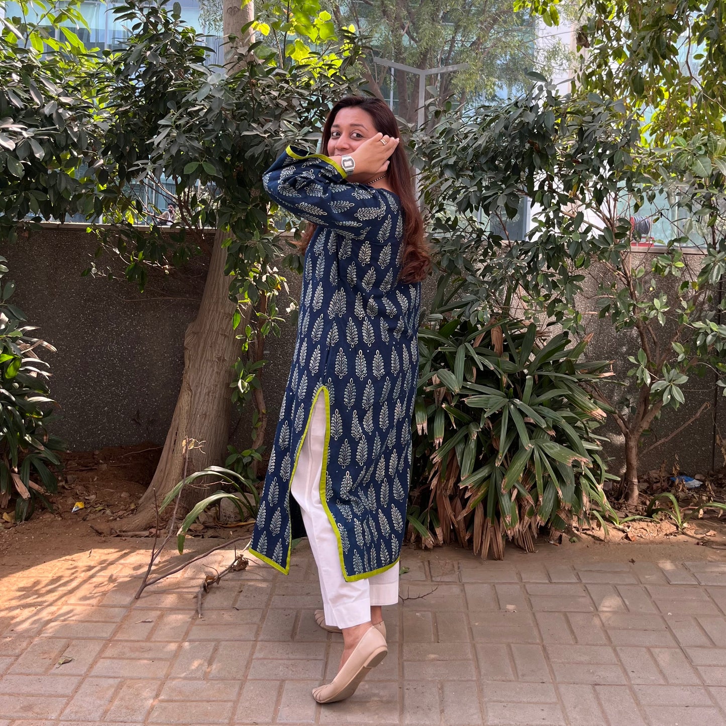 Ajrakh Handblock Printed Kurta_Indigo Blue