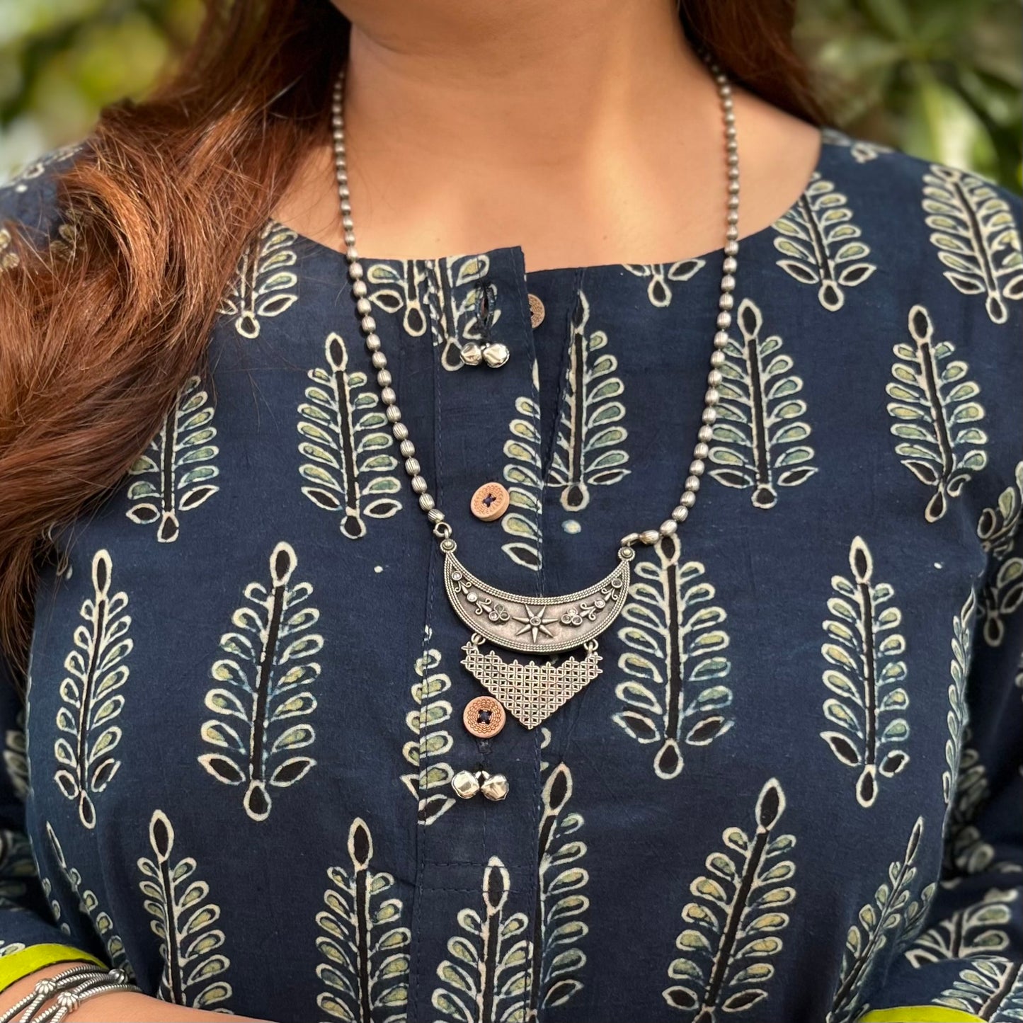 Ajrakh Handblock Printed Kurta_Indigo Blue