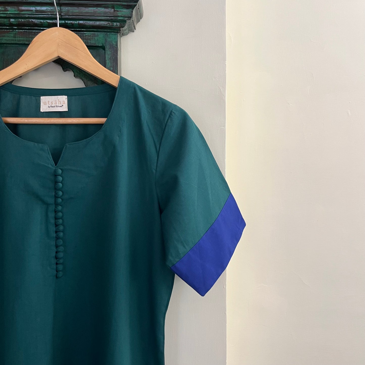 Mira Cotton Co-ord Set - Teal & Blue