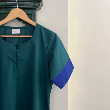 Mira Cotton Co-ord Set - Teal & Blue
