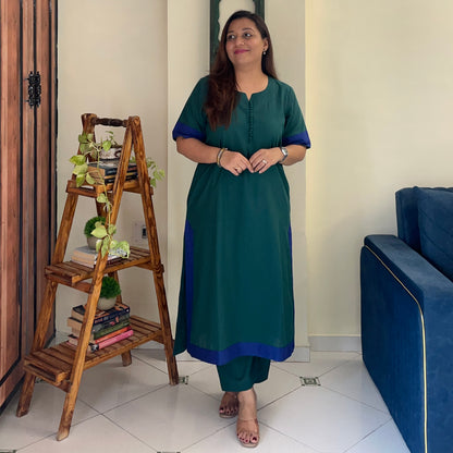 Mira Cotton Co-ord Set - Teal & Blue