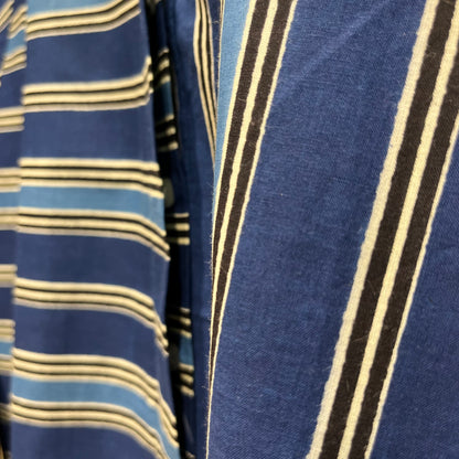Stripes Handblock Printed Top - Blue