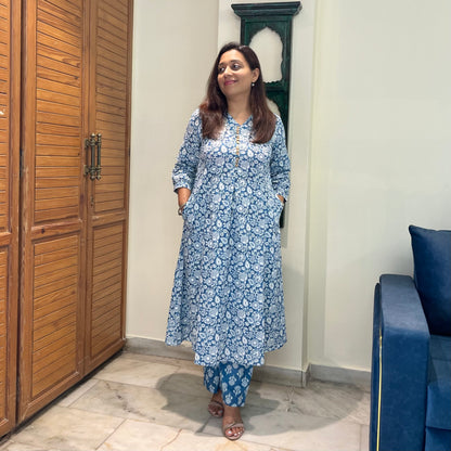 Ritu - Workwear Kurta Set (Kurta & Pant)_Blue