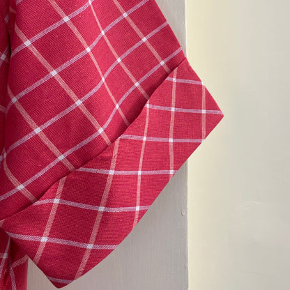 The Check Edit Handloom Kurta - Sunkist Coral