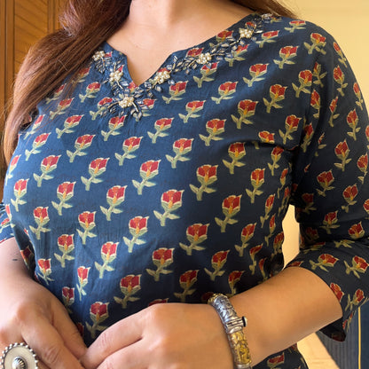 Kriti Handcrafted Kurtas - Midnight Blue