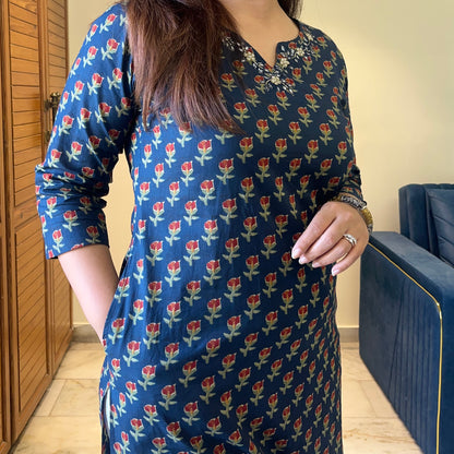 Kriti Handcrafted Kurtas - Midnight Blue