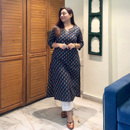 Kriti Handcrafted Kurtas - Midnight Blue