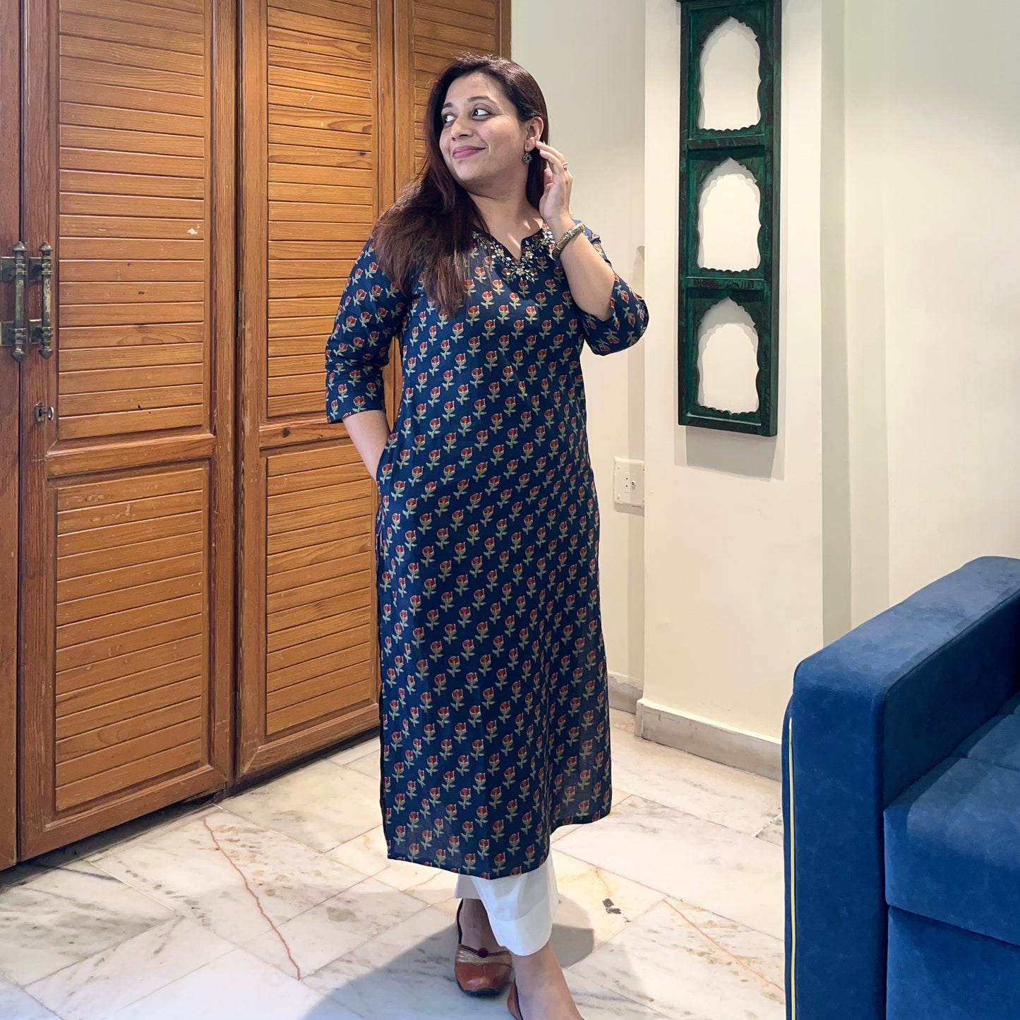 Kriti Handcrafted Kurtas - Midnight Blue