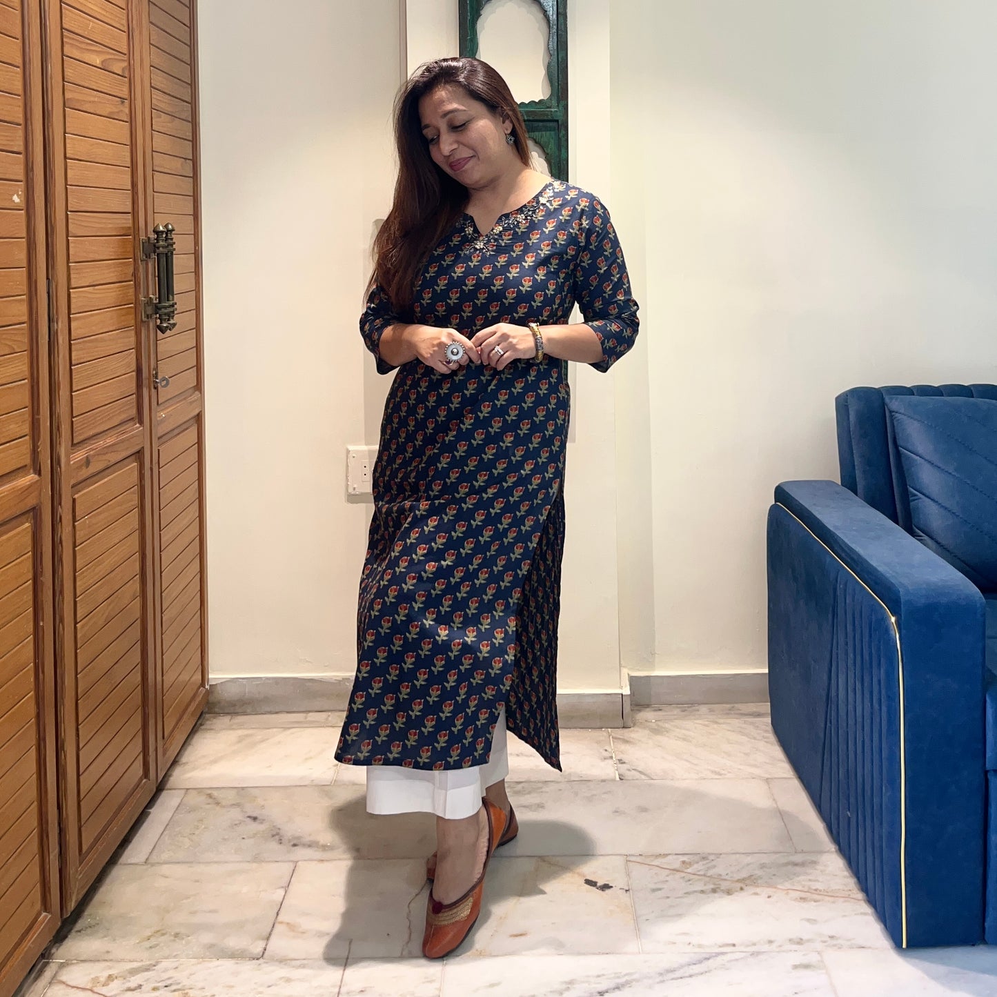 Kriti Handcrafted Kurtas - Midnight Blue