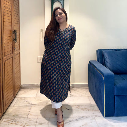 Kriti Handcrafted Kurtas - Midnight Blue