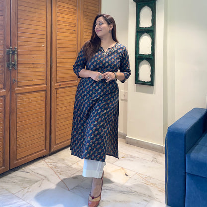 Kriti Handcrafted Kurtas - Midnight Blue