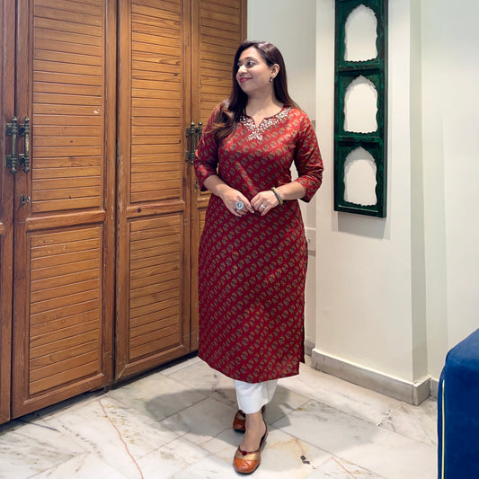 Kriti Handcrafted Kurtas - Maroon