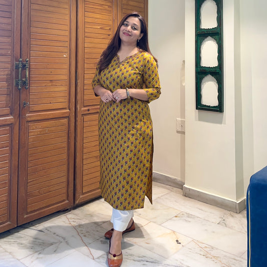 Kriti Handcrafted Kurtas - Mustard