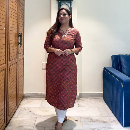 Kriti Handcrafted Kurtas - Rust Rose