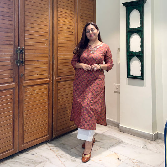 Kriti Handcrafted Kurtas - Rust Rose